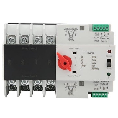 Dual Power Automatic Transfer Switch High Sensitive Response Circuit Breaker Changeover 220V (100/4P)