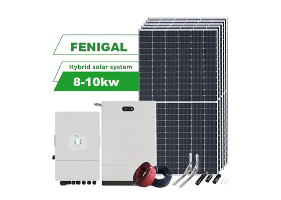 8KW 10KW Solar Energy System Hybrid Complete With PV Panels Inverters And Lithium Battery