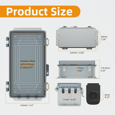 M20 Plastic Waterproof Outdoor Junction Box Enclosure With Hinged Transparent Cover