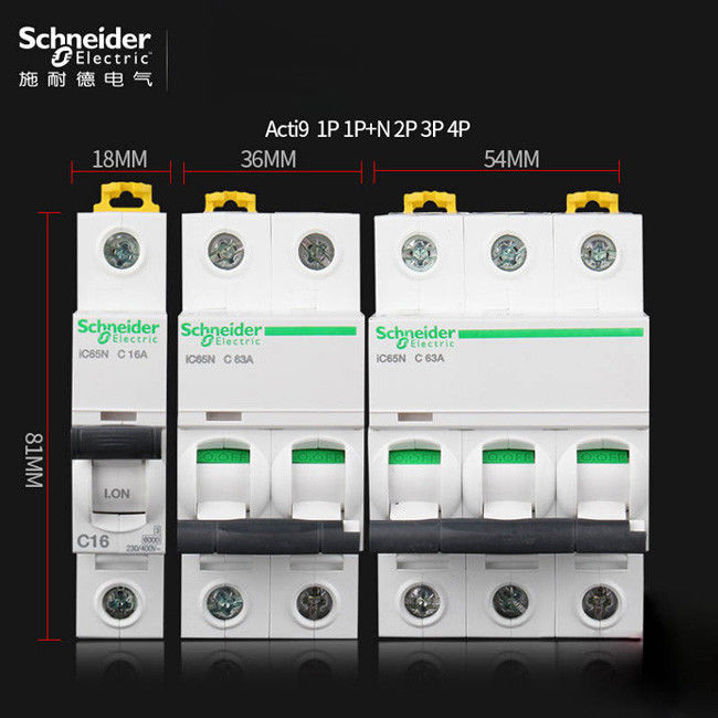 Acti9 MCB Schneider Electric Miniature Circuit Breaker 6~63A, 1P,2P,3P,4P,DPN for electrical distribution