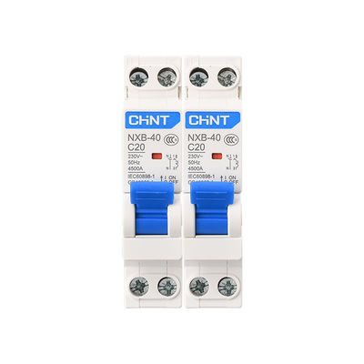 Chint NXB-40 DPN Miniature Circuit Breaker 6~40A, Icn=4500A, 1P+N 18mm single module  for Circuit Protection AC230V Use